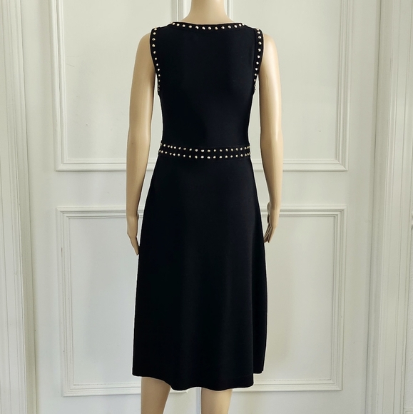 NWOT Salvatore Ferragamo Black Studded Virgin Wool Dress - Size S - Picture 4 of 8